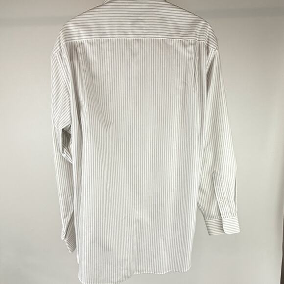 Jos. A. Bank Mens Shirt 17/35 Tailored Fit White Gray Strip L/S - Picture 6 of 10